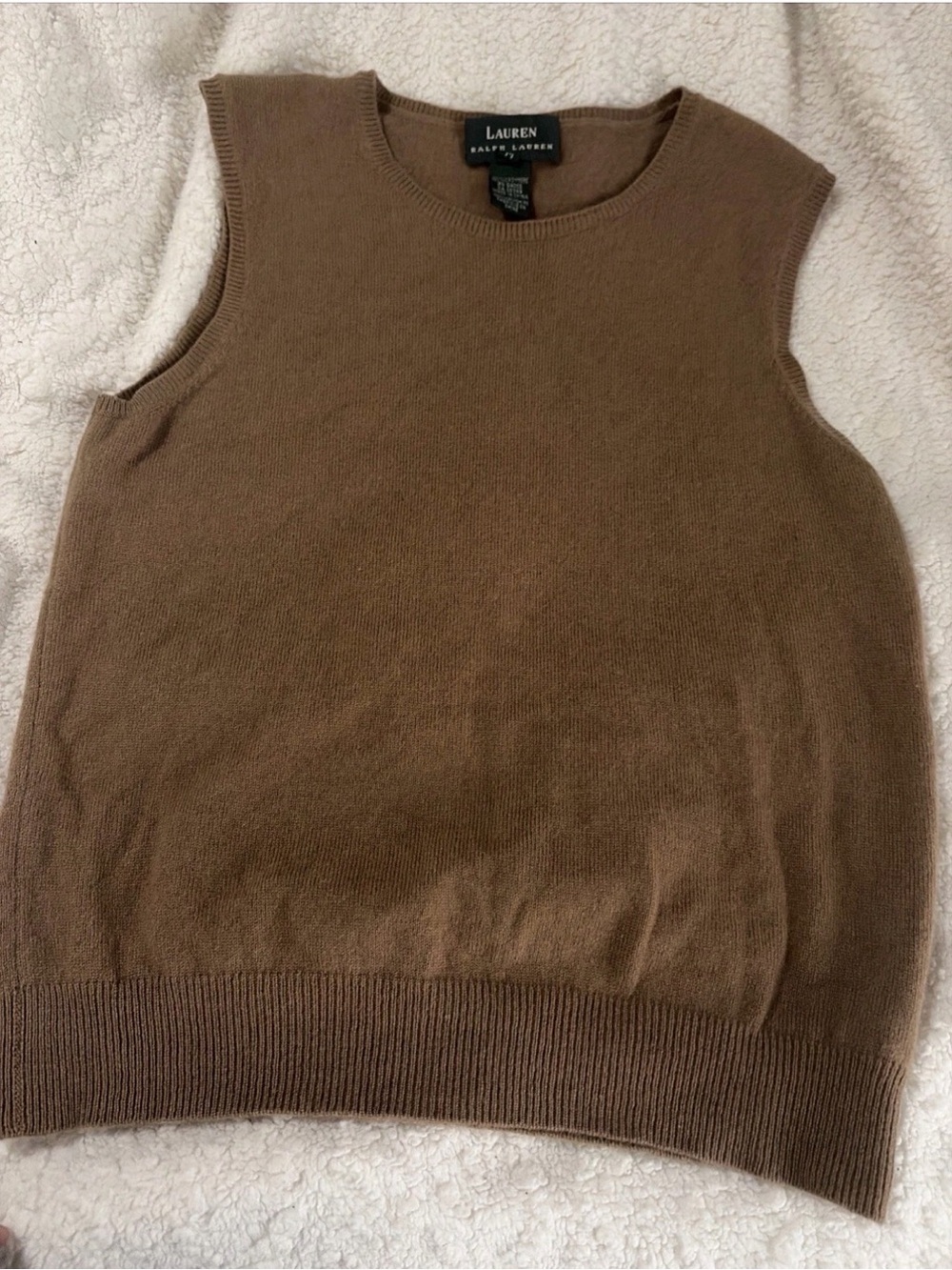 Lauren Ralph Lauren Brown Cashmere Sleeveless Sweater Vest Fall